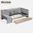 Upholstered Daybed With 2 Drawers, Storage Shelves, Flip Cabinets & Side Table, Vertical Striped Design-541687414