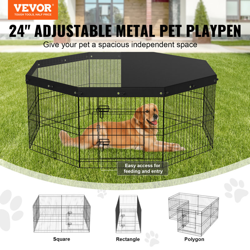 61cm H Panel Metal Exercise Pen With Door