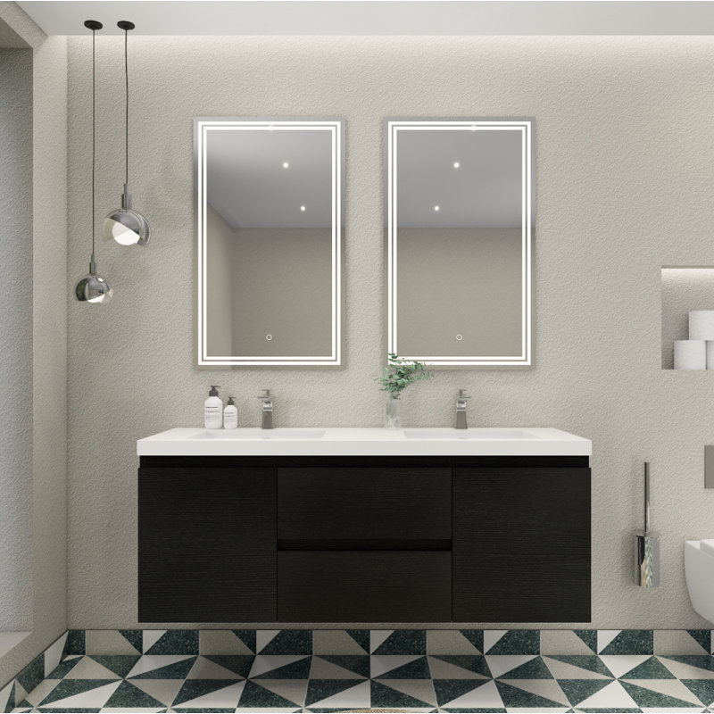 Ensemble de meuble-lavabo double 59 po Aylanna, Noir riche
