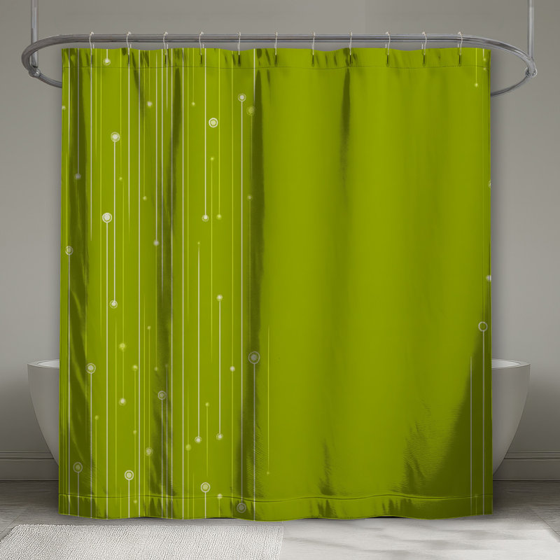 Rideau de douche abstrait - Art Modern Decor, H 73 po x l 70 po, Vert abstrait géométrique
