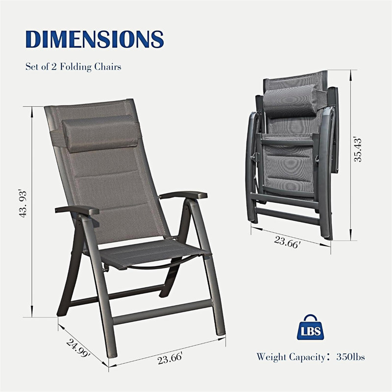 Ensemble de 2 chaises de patio pliantes