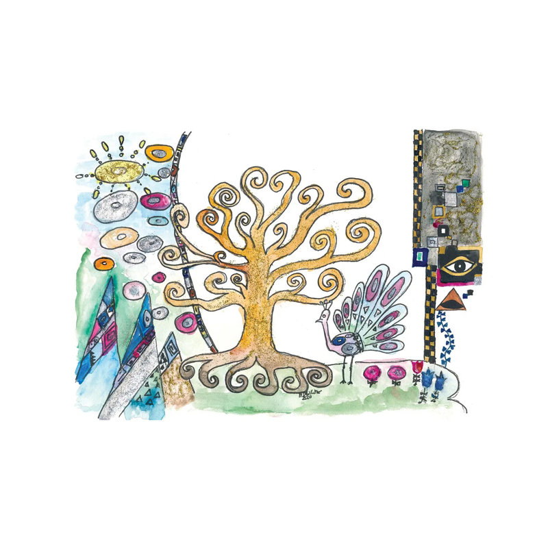 Klimt Inspired Golden Tree Of Life In Spring By Markus & Martina Bleichner - Wrapped Canvas Painting - Wrapped Canvas Painting