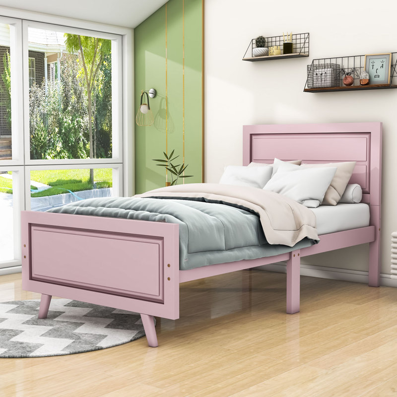 Lit plateforme simple Mervela, Rose