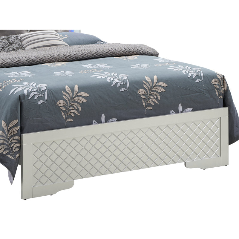 Structure de lit avec tête de lit Upholstedred, Lit double, Gris/argent