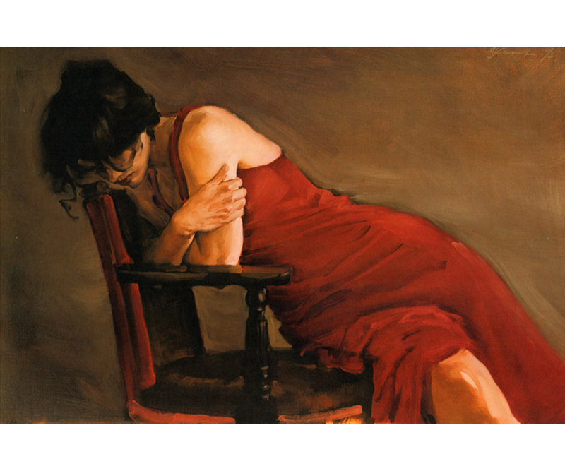Red Dress, 12" H x 18" W