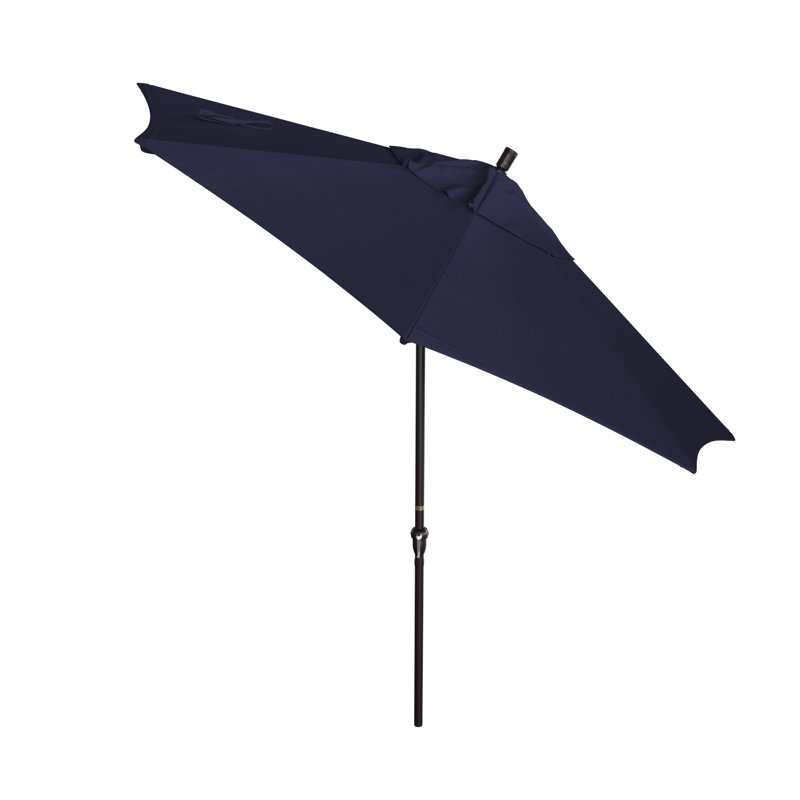 Camry 9-Foot Bronze Aluminum Market Patio Umbrella With Crank Lift And Autotilt In Sunbrella®, Canvas Navy Sunbrella® Canvas