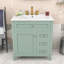 Meuble-lavabo autoportant moderne avec lavabo en céramique lisse, tablettes réglables et tiroirs de rangement-636539240