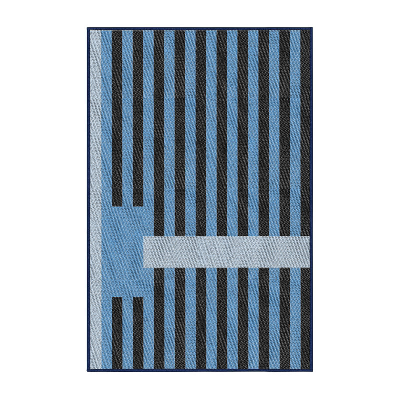 Tapis bleu/gris à tisser électrique, Rectangle 7 pi x 10 pi