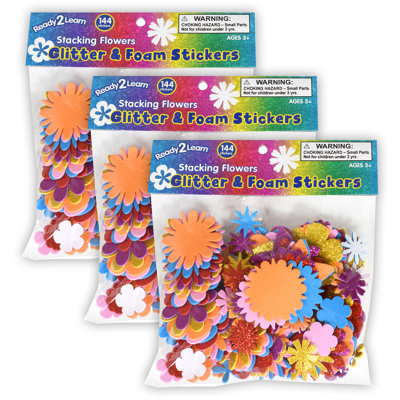 Autocollants de fleurs scintillantes et en mousse avec 3 paquets
