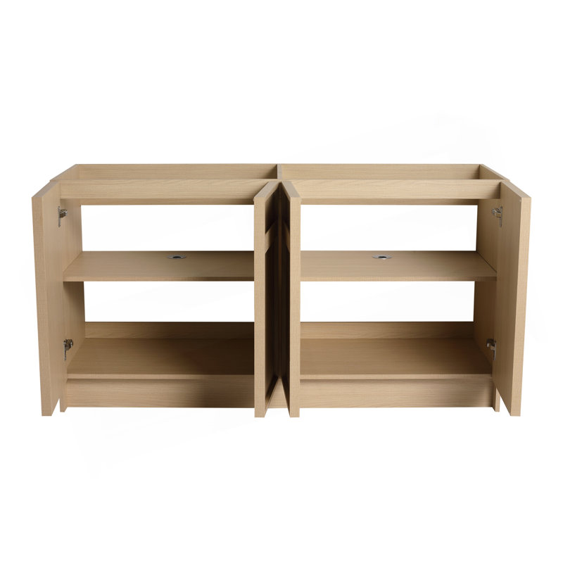 Meuble-lavabo de salle de bain autoportant 60 po (58-11 / 16 po) et 4 portes d'armoire à fermeture en douceur-BCV11160DDOK (KD-Emballage) -Évier non inclus