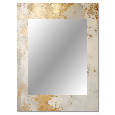 Fizzs Beige And Gold Fantasy - Abstract Decorative Mirror, Beige Wall Mirror, Printed Metal Art