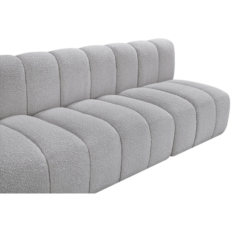 Hrach Upholstered Sectional Reversible, Grey Boucle Fabric