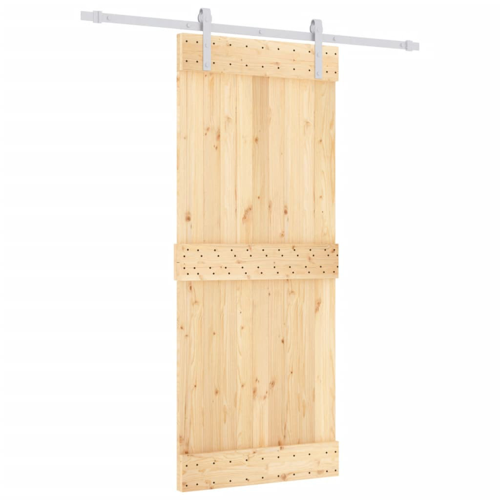 Vidaxl Sliding Door With Hardware Set 80X210 Cm Solid Wood Pine