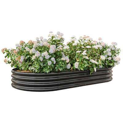 Raised Garden Bed Outdoor, Oval Large Metal Raised Planter Bed For For Plants, Vegetables, And Flowers