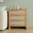 Rattan Nightstand with 3 Drawers & Silent Rails, Modern Bedside Table with Curved Design and Gold Handles for Bedroom-2048836566-2048836563