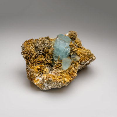 Beryl Var. Aquamarine On Muscovite