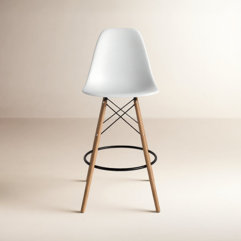 Jordan Bar & Counter Stool, White/Natural, Counter Stool (26" Seat Height)