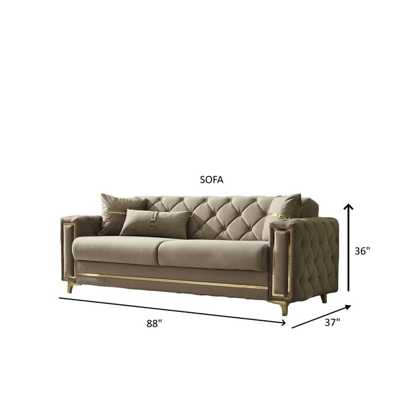 Ensemble de salon en velours 4 pièces Jadius, Beige, Or