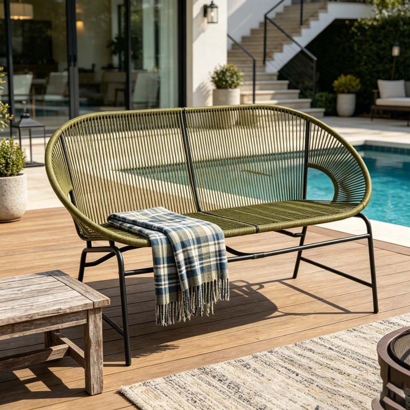 52" Outdoor Paito Loveseat Sofa, Green