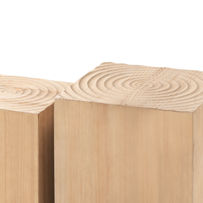 Bahiyyah 2 Piece Tree Stump End Table Multiple Styling Layout with Wood Tree Ring Pattern Set