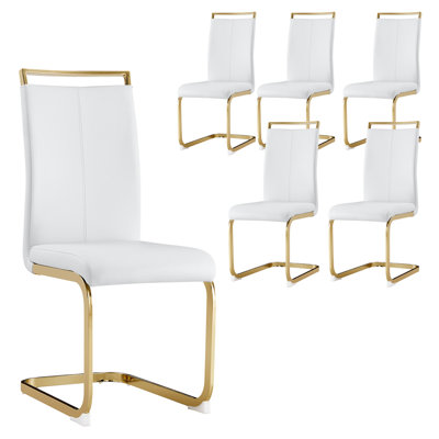 Amari Modern High Back Faux Leather Dining Chairs with Chrome Cantilever Legs