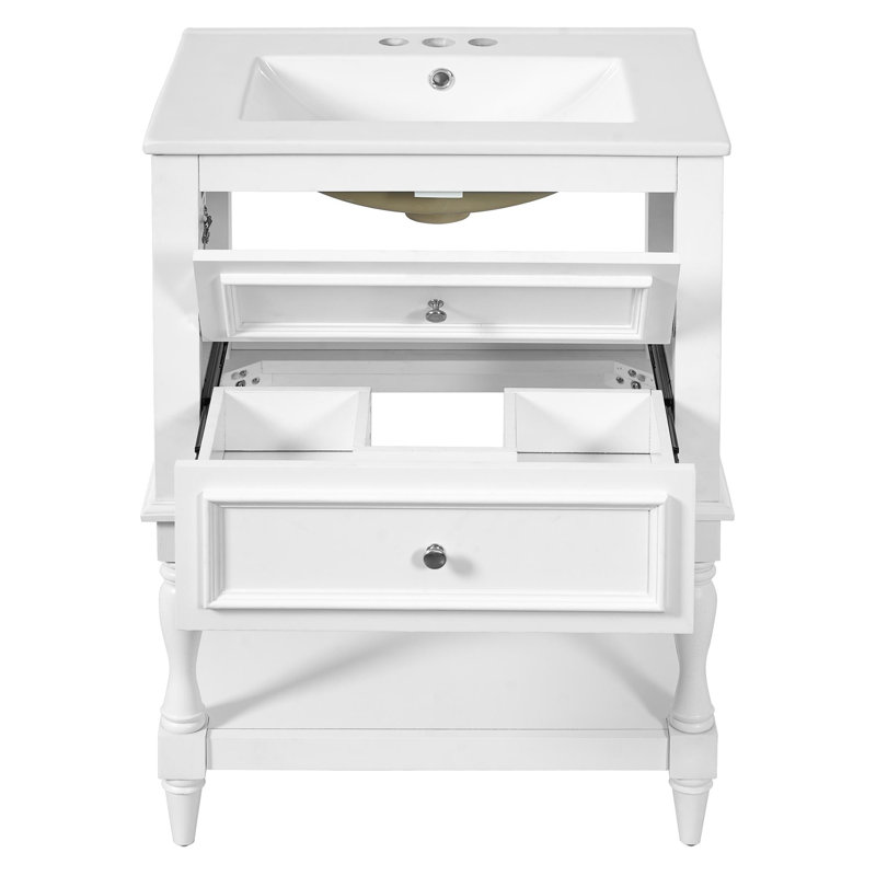 Meuble-lavabo 24 po avec lavabo en céramique, Blanc