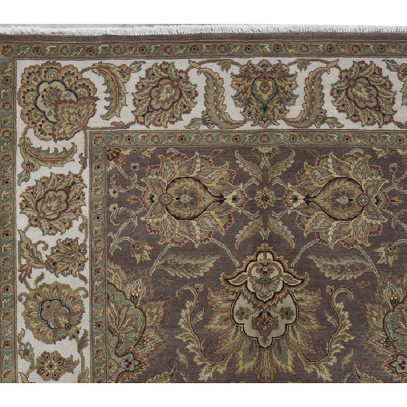 Tapis brun et ivoire de haute qualité noué à la main Trinity