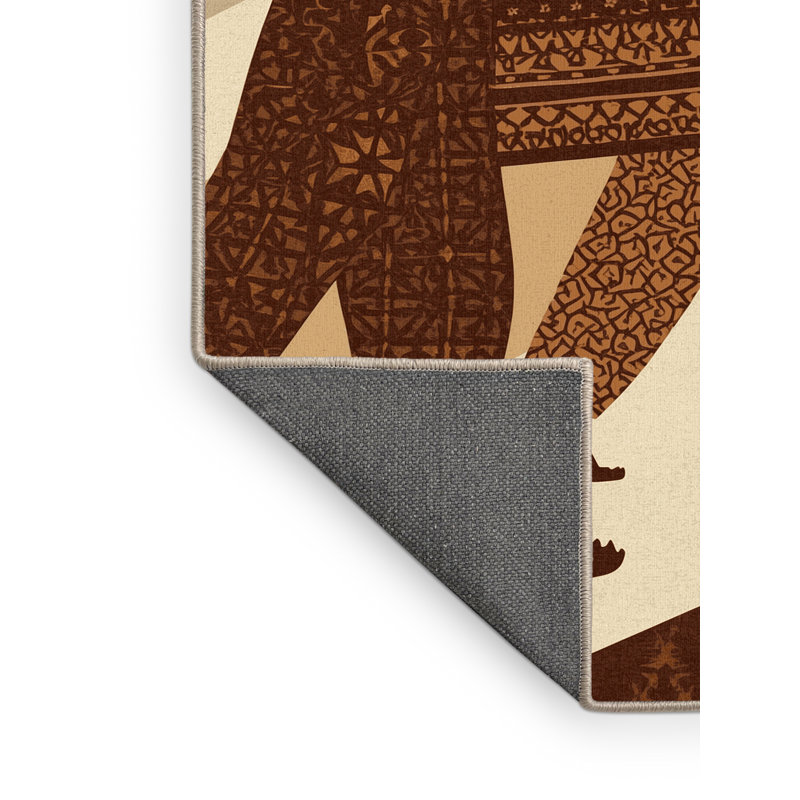 Tapis marocain doux et moelleux d'inspiration mondiale parade Drummers en brun - reliure beige, 8 x 10