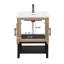 Meuble-lavabo 32 po avec lavabo en céramique blanc et robinet d'eau chaude et froide, armoire de salle de bain autoportante avec 2 portes de rangement et tablette ouverte en fer pour la salle de bain-115922439