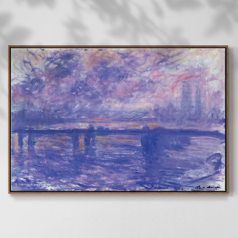Charing Cross Bridge, 1899, reproduction d'art sur toile, H 25 po x l 37 po x P 2 po, Noyer