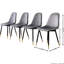 Ensemble de 5 chaises rondes, gris Table à tréteaux avec 4 sièges tendance. Plateau de table, fabrication en bois, chaises rembourrées en velours, décor moderne de chambre