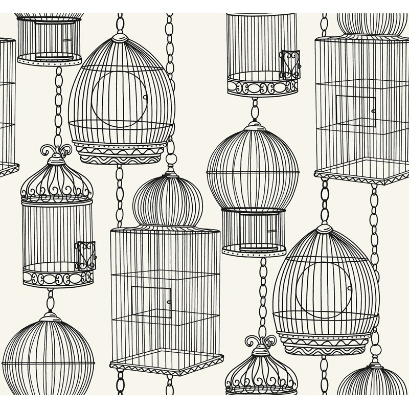 Papier peint avec cages à oiseaux en fer forgé Seabrook Designs