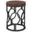 Table d'appoint ronde industrielle 20 po avec structure ajourée en métal, table de chevet rustique, petite table d'appoint avec plateau en bois, assemblage facile