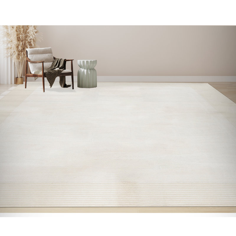 Hand-Knotted High-Quality White Area Rug