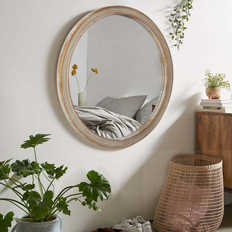 Miroir mural rond, Beige
