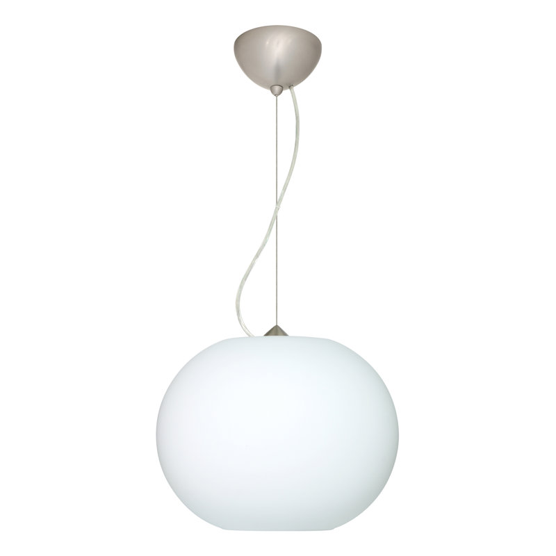 Luminaire suspendu à 1 lumière Jordo, Opale matte, Nickel satiné, DEL