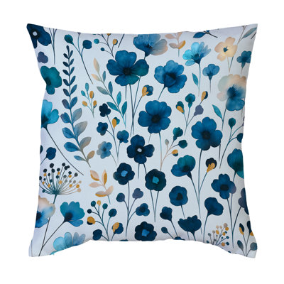 Coussin décoratif intérieur / extérieur Blue Gilded Wildflowers