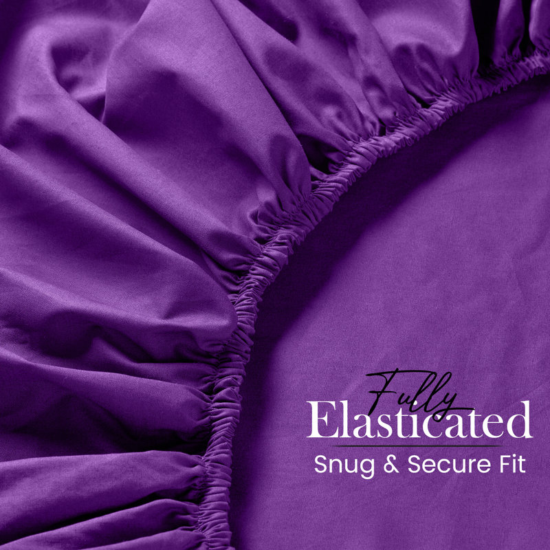 25cm Deep Pocket Fitted Sheet - Soft Microfiber Elasticated Bed Sheet Bottom, Lilac/Purple, Single (3')