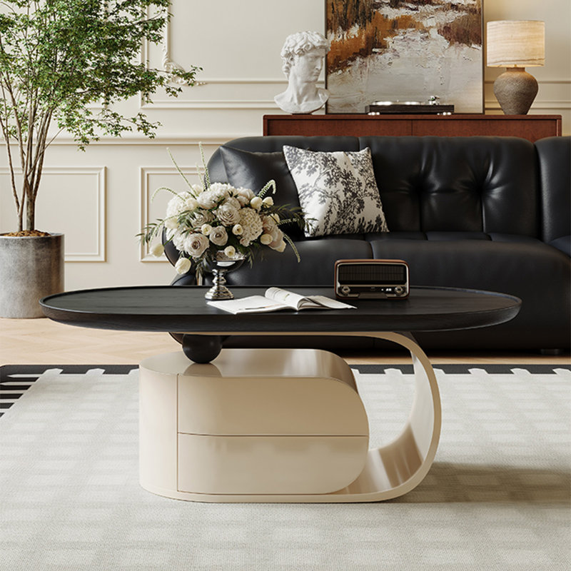 Table basse ovale moderne et minimaliste, H 15,7 po x l 43,3 po x P 23,6 po