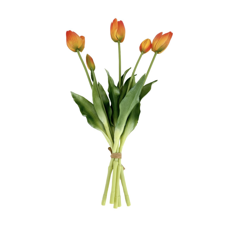 5 vraies tulipes artificielles, Orange