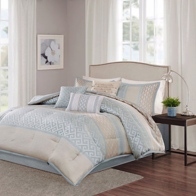7 Piece Comforter Set Aqua Queen