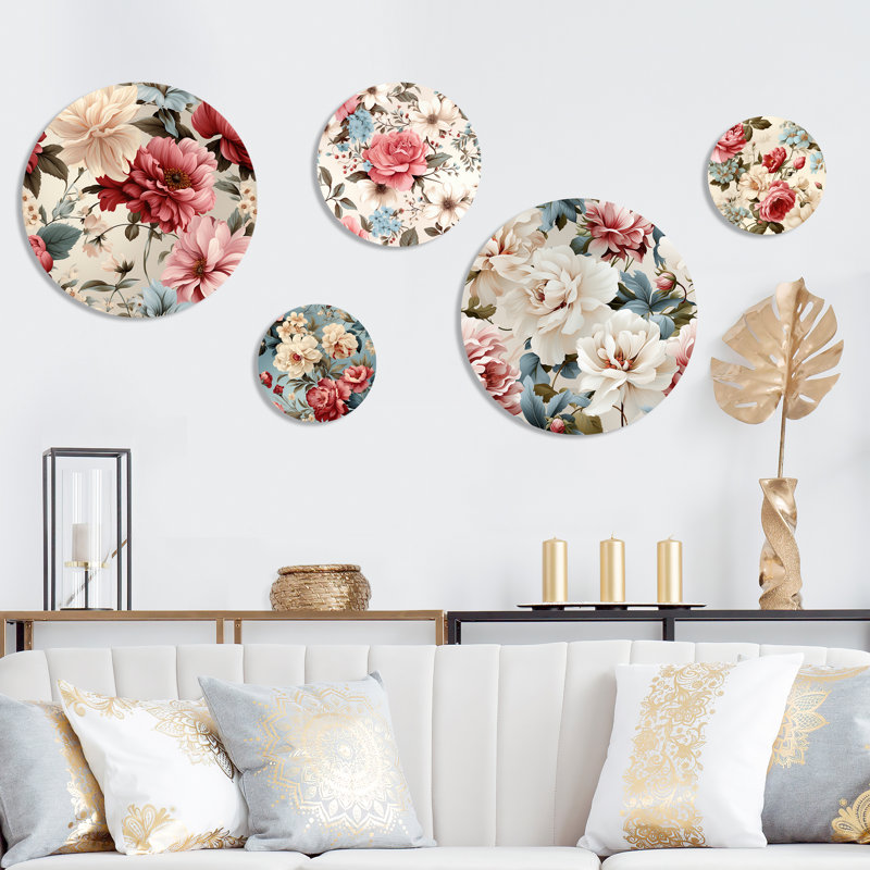 Ensemble de 5 pivoines roses et roses