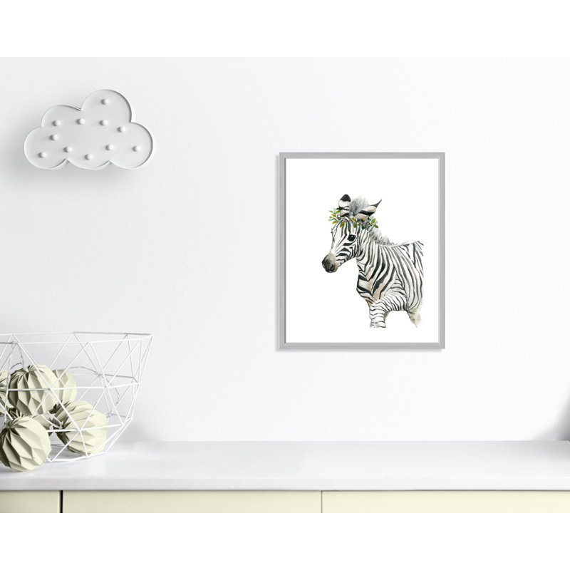 «Savannah Zebra», art encadré, H 25,5 po x l 21,5 po x P 1,18 po, Cadre argenté