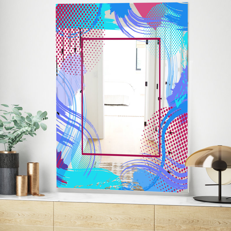 Miroir d'appoint Groovy, H 39,4 po x l 29,5 po, Bleu / Rouge