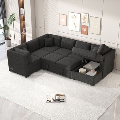 Canapé-lit modulaire en U 108,6 po avec deux ports USB