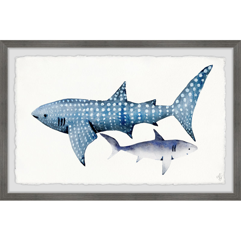 Devan Dotted Shark - Single Picture Frame Painting, 41cm H x 61cm W
