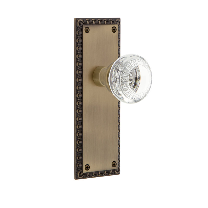 Nostalgic Warehouse Neoclassical Plate Double Dummy with Crystal Neoclassical Knob, Antique Brass
