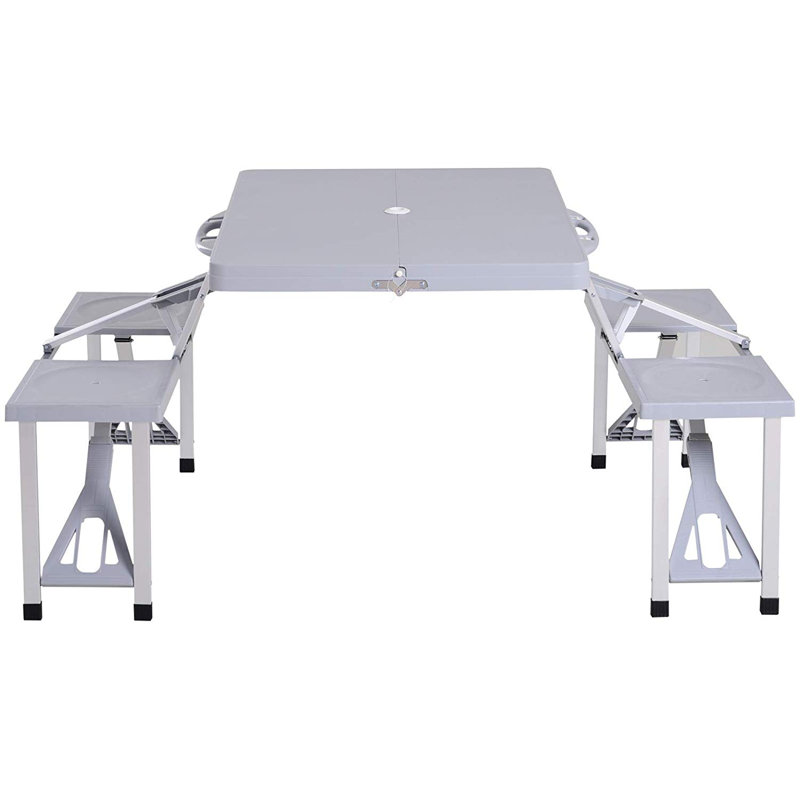 Samee Rectangular Folding Outdoor Camping Table With Umbrella Hole , 135cm W 84.5cm D