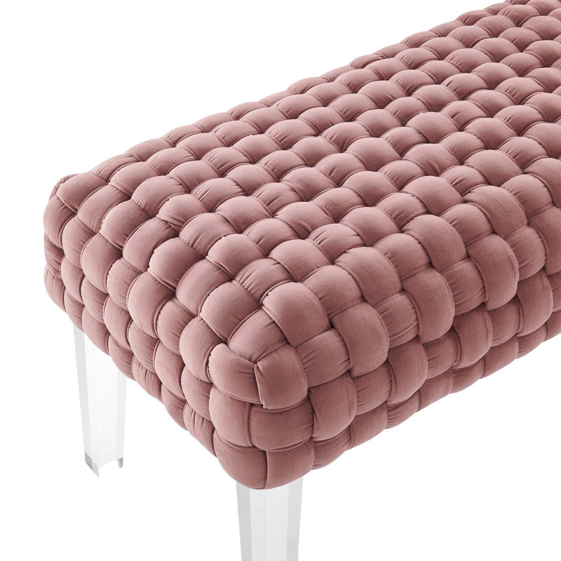 Modway Prologue Woven Performance Velvet Ottoman, Dusty Rose 