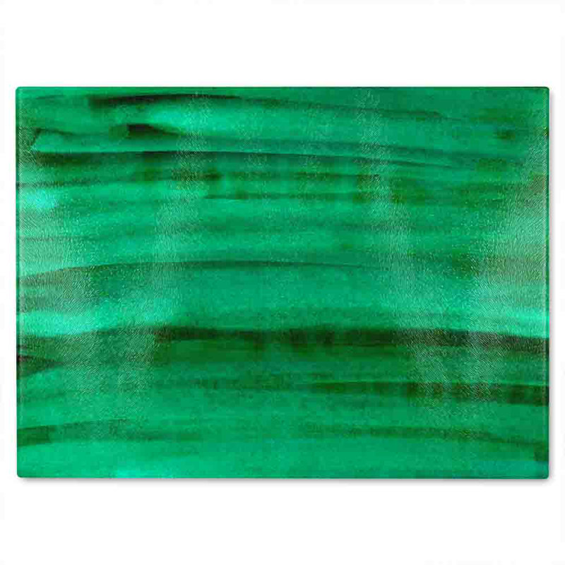 Green Watercolour Strokes Glass Chopping Board